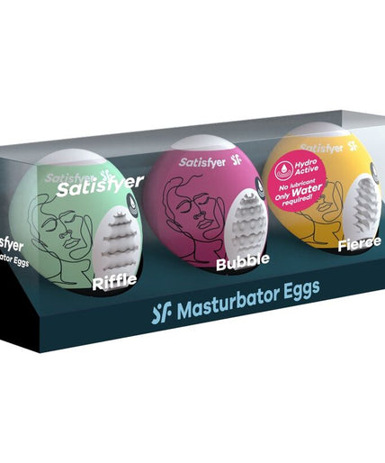 SATISFYER - 3 MASTURBATOR EGGS RIFFLE, BUBBLE & FIERCE SATISFYER - 3 MASTURBATOR EGGS RIFFLE, BUBBLE & FIERCE
