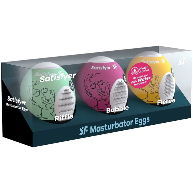 SATISFYER - 3 MASTURBATOR EGG'S RIFFLE, BUBBLE & FIERCE