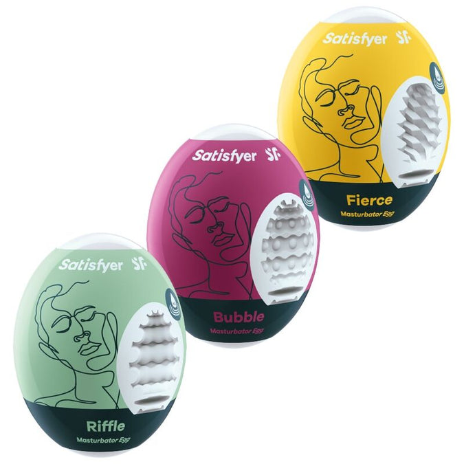 SATISFYER - 3 MASTURBATOR EGG'S RIFFLE, BUBBLE & FIERCE