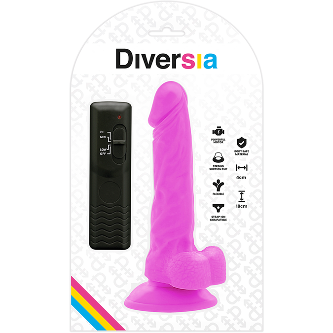 Diversia – Flexible Vibrating Dildo Purple 18 Cm – O – 4 Cm