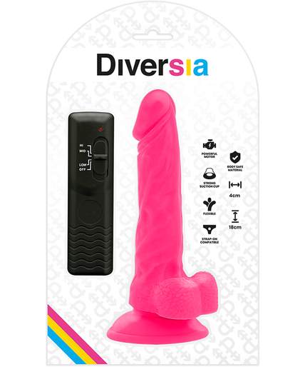 DIVERSIA - FLEXIBLE VIBRATING DILDO PINK 18 CM -O- 4 CM DIVERSIA - FLEXIBLE VIBRATING DILDO PINK 18 CM -O- 4 CM