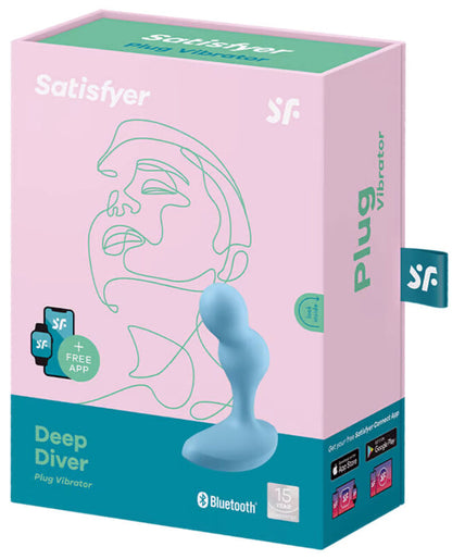 SATISFYER - DEEP DIVER VIBRATING PLUG APP BLUE SATISFYER - DEEP DIVER VIBRATING PLUG APP BLUE