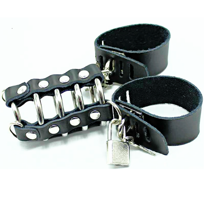 Ohmama Fetish – Penis Cage with Metal Rings and Leather Straps