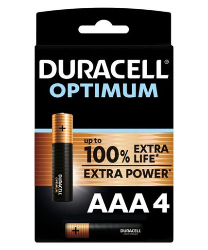 DURACELL - OPTIMUM 200 ALKALINE BATTERIJ AAA LR03 4 STUKS DURACELL - OPTIMUM 200 ALKALINE BATTERIJ AAA LR03 4 STUKS