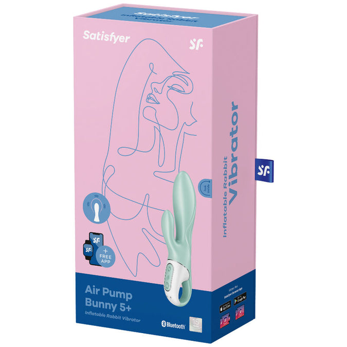 SATISFYER - AIR PUMP BUNNY 5+ OPBLAASBARE KONIJN VIBRATOR APP GROEN