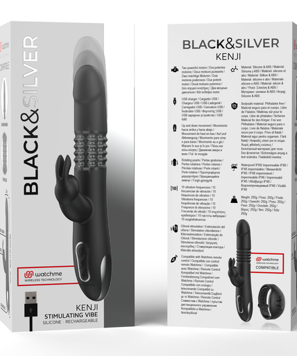 BLACK&SILVER - KENJI UP & DOWN RABBIT VIBRATOR + WATCHME REMOTE CONTROL BLACK&SILVER - KENJI UP & DOWN RABBIT VIBRATOR + WATCHME REMOTE CONTROL