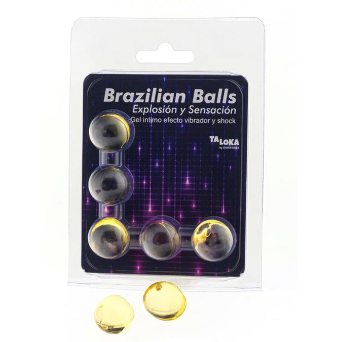 Taloka – 5 Braziliaanse ballen met vibratie- en schokeffect, opwindende gel