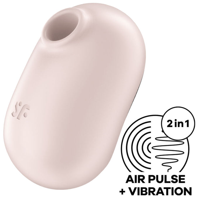 SATISFYER - PRO TO GO 2 DUBBELE LUCHTDRUKSTIMULATOR & VIBRATOR BEIGE