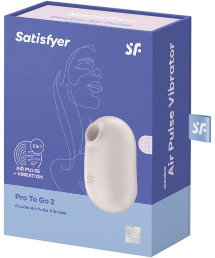 SATISFYER - PRO TO GO 2 DOUBLE AIR PULSE STIMULATOR & VIBRATOR BEIGE SATISFYER - PRO TO GO 2 DOUBLE AIR PULSE STIMULATOR & VIBRATOR BEIGE