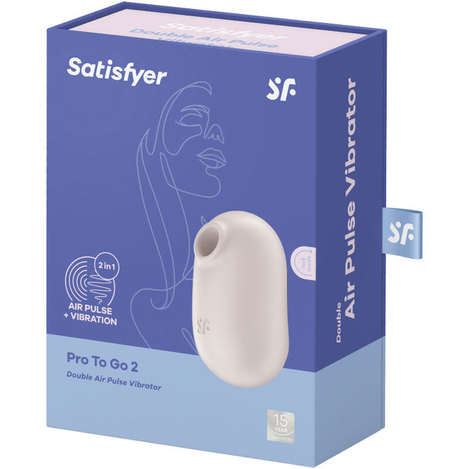 SATISFYER - PRO TO GO 2 DUBBELE LUCHTDRUKSTIMULATOR & VIBRATOR BEIGE