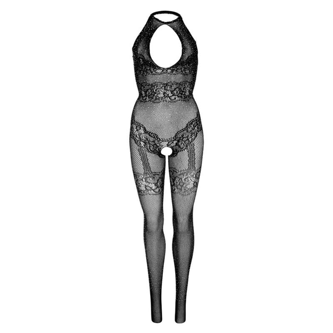 LEG AVENUE - NAADLOZE NETKOUSE BODYSUIT EEN MAAT - ZWART