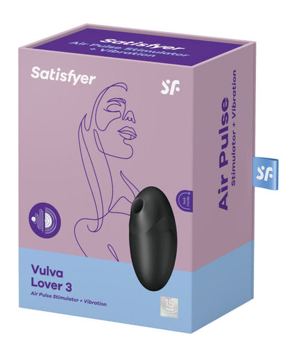 SATISFYER - VULVA LOVER 3 AIR PULSE STIMULATOR & VIBRATOR BLACK SATISFYER - VULVA LOVER 3 AIR PULSE STIMULATOR & VIBRATOR BLACK