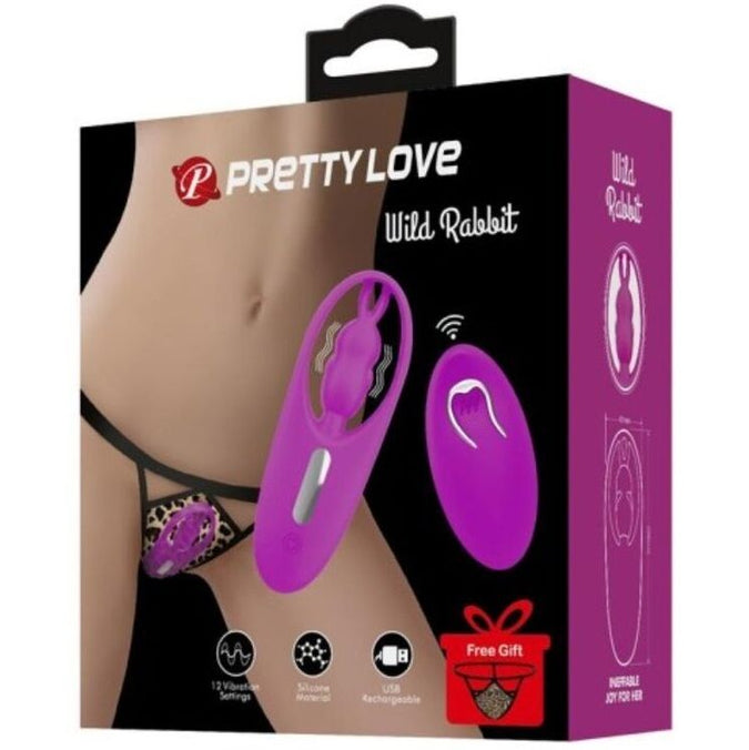 PRETTY LOVE - WILDE KONIJN STIMULATOR VOOR SLIPJES MET AFSTANDSBEDIENING LILA