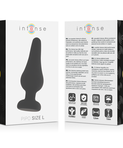 INTENSE - ANAL PLUG PIPO L BLACK SILICONE 13 CM INTENSE - ANAL PLUG PIPO L BLACK SILICONE 13 CM