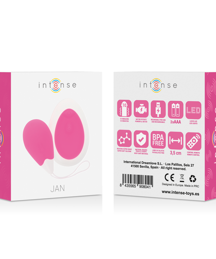 INTENSE - JAN EGG VIBRATOR REMOTE CONTROL PINK INTENSE - JAN EGG VIBRATOR REMOTE CONTROL PINK