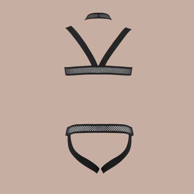 Pleasurements Passion 043 Set Jacob zwart herenondergoed met mesh details en strappy design