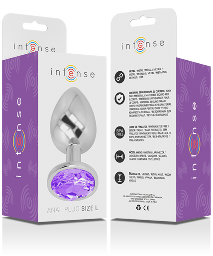 INTENSE - ALUMINUM METAL ANAL PLUG WITH VIOLET CRYSTAL SIZE L INTENSE - ALUMINUM METAL ANAL PLUG WITH VIOLET CRYSTAL SIZE L
