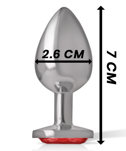INTENSE - ALUMINUM METAL ANAL PLUG WITH RED CRYSTAL SIZE S INTENSE - ALUMINUM METAL ANAL PLUG WITH RED CRYSTAL SIZE S