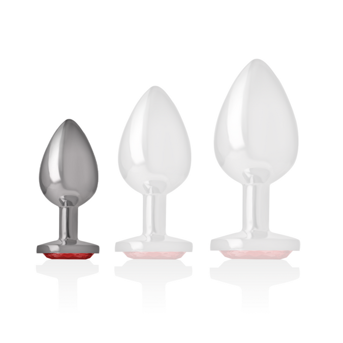 INTENSE - ANALPLUG VAN ALUMINIUM MET RODE KRISTAL MAAT S