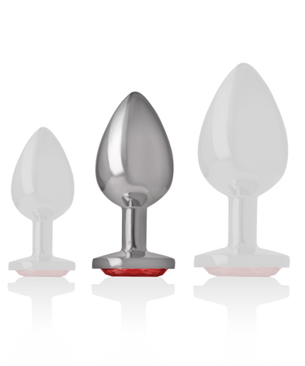 INTENSE - METAL ANAL PLUG WITH RED CRYSTAL SIZE M INTENSE - METAL ANAL PLUG WITH RED CRYSTAL SIZE M