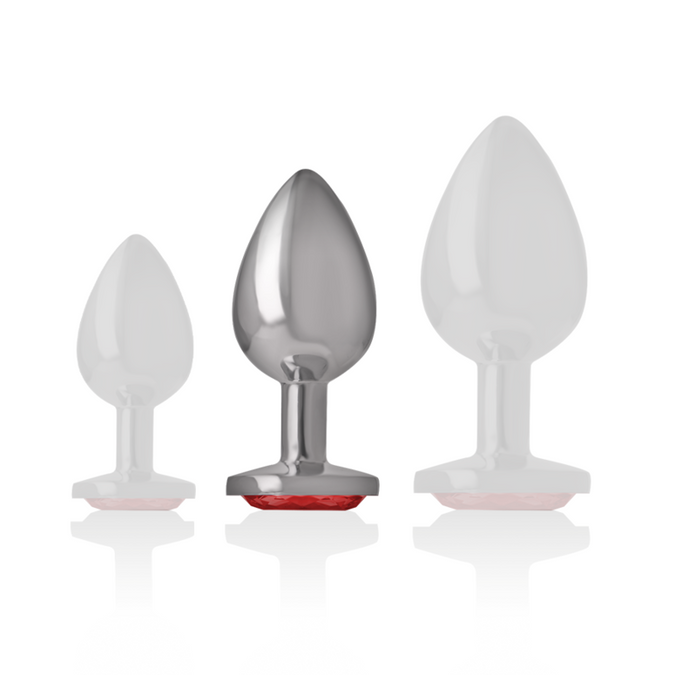 Intense – Metall Analplug mit rotem Kristall Größe M