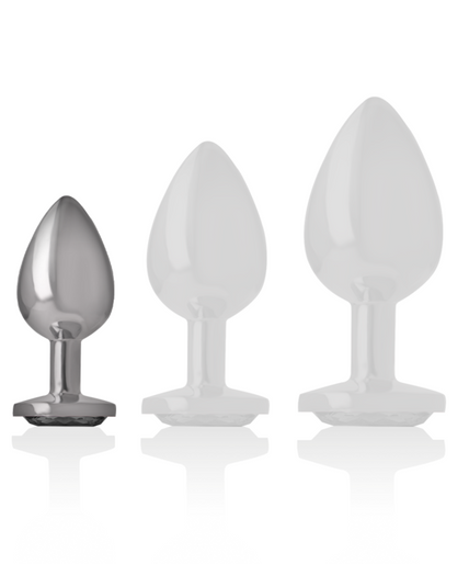INTENSE - ALUMINUM METAL ANAL PLUG WITH BLACK CRYSTAL SIZE S INTENSE - ALUMINUM METAL ANAL PLUG WITH BLACK CRYSTAL SIZE S