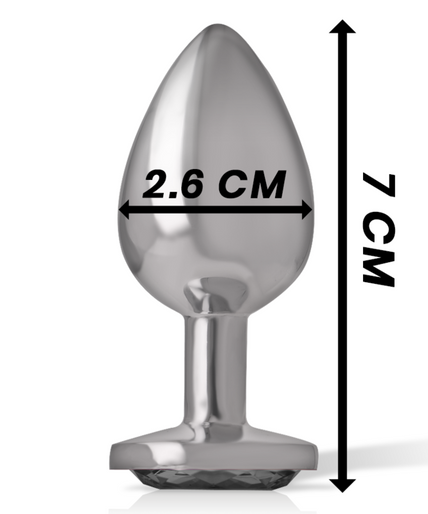 INTENSE - ALUMINUM METAL ANAL PLUG WITH BLACK CRYSTAL SIZE S INTENSE - ALUMINUM METAL ANAL PLUG WITH BLACK CRYSTAL SIZE S