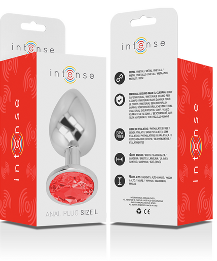 INTENSE - ALUMINUM METAL ANAL PLUG WITH RED CRYSTAL SIZE L INTENSE - ALUMINUM METAL ANAL PLUG WITH RED CRYSTAL SIZE L