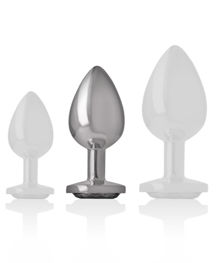 INTENSE - ALUMINUM METAL ANAL PLUG WITH BLACK GLASS SIZE M INTENSE - ALUMINUM METAL ANAL PLUG WITH BLACK GLASS SIZE M