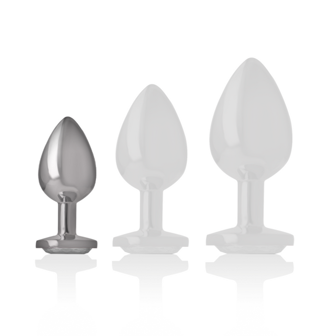 INTENSE - ALUMINIUM METALEN ANAALPLUG MET ZILVEREN KRISTAL MAAT S