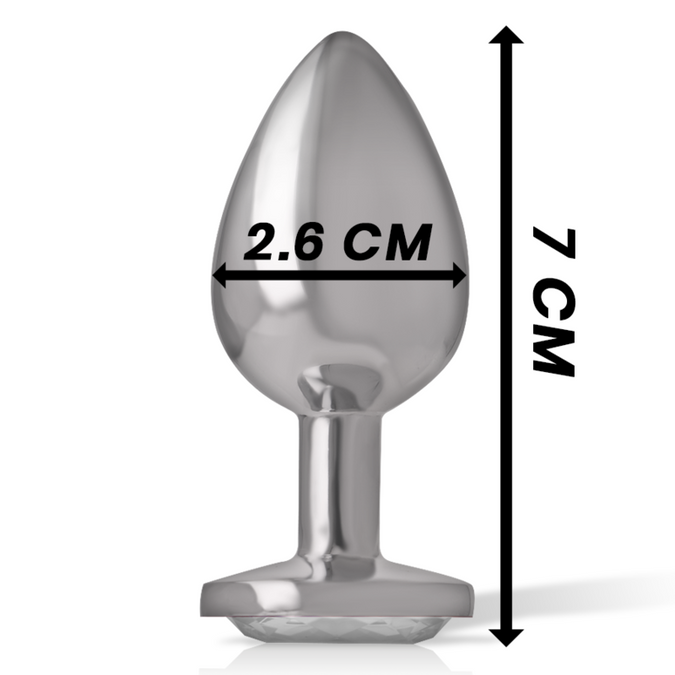 INTENSE - ALUMINIUM METALEN ANAALPLUG MET ZILVEREN KRISTAL MAAT S