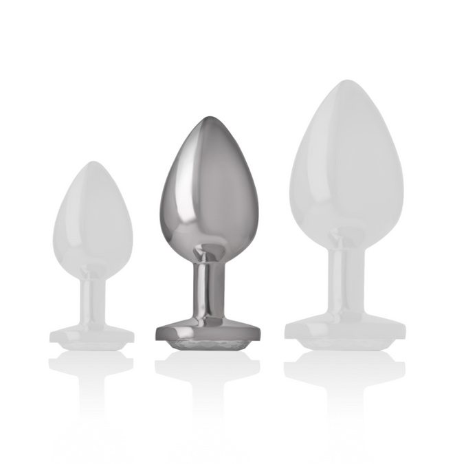 Intense – Aluminium Metall Analplug mit silbernem Kristall Größe M