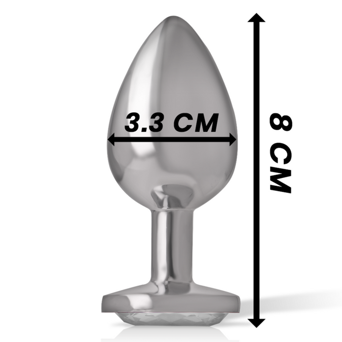 Intense – Aluminium Metall Analplug mit silbernem Kristall Größe M