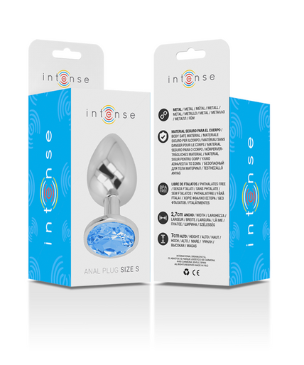 INTENSE - ALUMINUM METAL ANAL PLUG WITH BLUE CRYSTAL SIZE S INTENSE - ALUMINUM METAL ANAL PLUG WITH BLUE CRYSTAL SIZE S