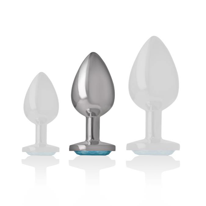INTENSE - ALUMINUM METAL ANAL PLUG WITH BLUE GLASS SIZE M