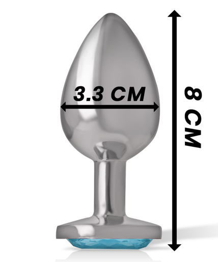 INTENSE - ALUMINUM METAL ANAL PLUG WITH BLUE GLASS SIZE M INTENSE - ALUMINUM METAL ANAL PLUG WITH BLUE GLASS SIZE M