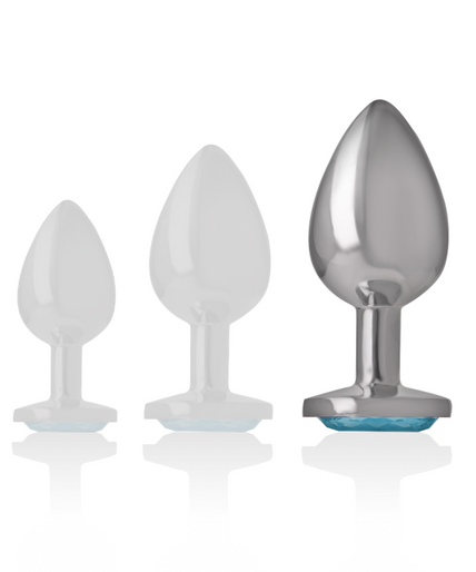 INTENSE - ALUMINUM METAL ANAL PLUG WITH BLUE CRYSTAL SIZE L INTENSE - ALUMINUM METAL ANAL PLUG WITH BLUE CRYSTAL SIZE L