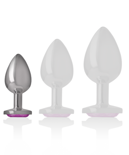 INTENSE - ALUMINUM METAL ANAL PLUG WITH PINK CRYSTAL SIZE S INTENSE - ALUMINUM METAL ANAL PLUG WITH PINK CRYSTAL SIZE S