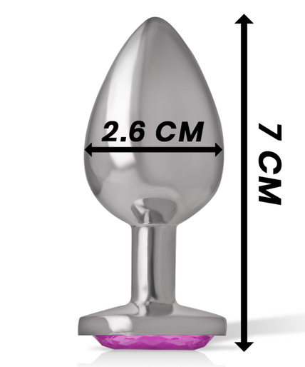 INTENSE - ALUMINUM METAL ANAL PLUG WITH PINK CRYSTAL SIZE S INTENSE - ALUMINUM METAL ANAL PLUG WITH PINK CRYSTAL SIZE S
