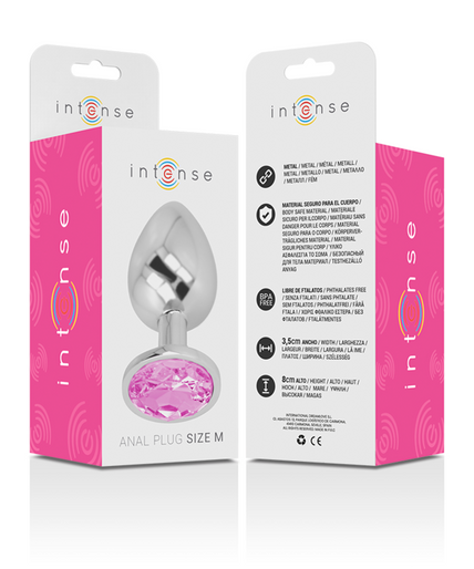 INTENSE - ALUMINUM METAL ANAL PLUG WITH PINK CRYSTAL SIZE M INTENSE - ALUMINUM METAL ANAL PLUG WITH PINK CRYSTAL SIZE M