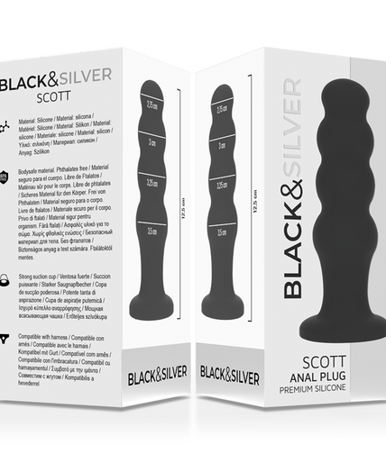 BLACK&SILVER - SCOTT PREMIUM SILICONE ANAL PLUG BLACK BLACK&SILVER - SCOTT PREMIUM SILICONE ANAL PLUG BLACK