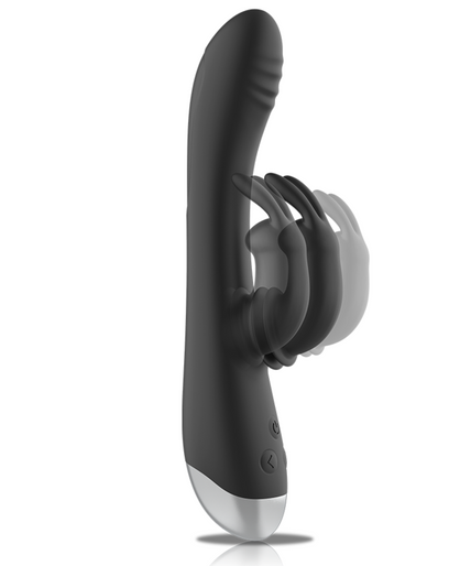 BLACK&SILVER - DJ. ADAM RECHARGEABLE SILICONE RABBIT STIMULATOR BLACK BLACK&SILVER - DJ. ADAM RECHARGEABLE SILICONE RABBIT STIMULATOR BLACK