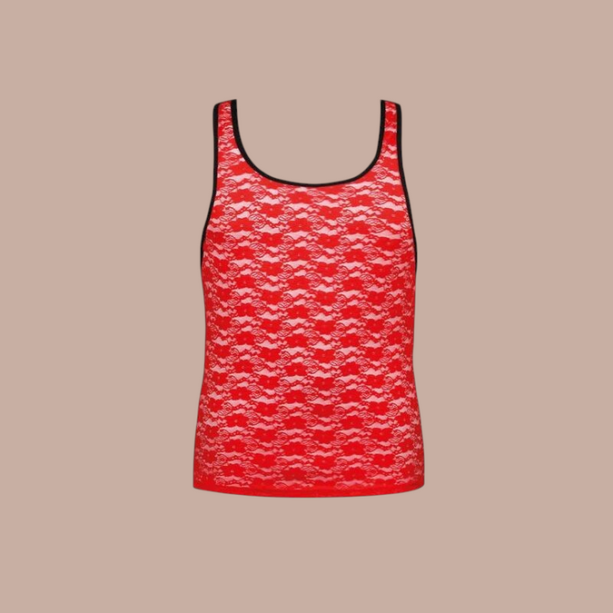 Pleasurements Anais Men Brave Top in rood kant met zwarte afwerking voor een verfijnde uitstraling.