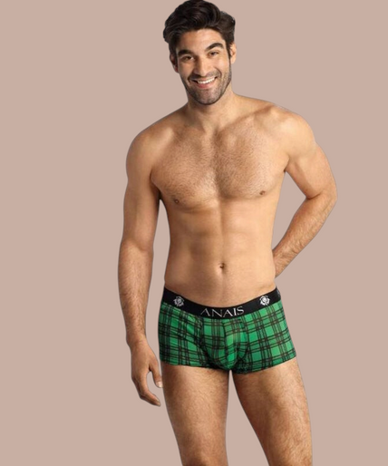 Anais Men – Magic Boxer S Pleasurements Anais Men Magic Boxer in groen met zwart ruitpatroon en elastische tailleband met merklogo