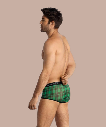 Anais Men – Magic Boxer S Pleasurements Anais Men Magic Boxer in groen met zwart ruitpatroon en elastische tailleband met merklogo
