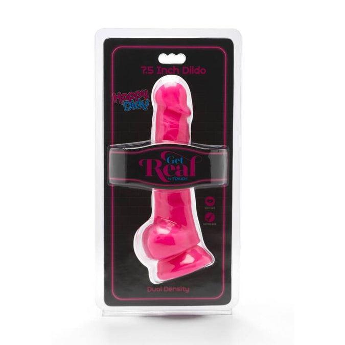 GET REAL - HAPPY DICKS 19 CM MET BALLEN ROZE