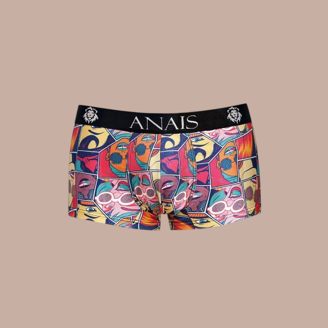 Pleasurements Anais Men Comics boxer met kleurrijke stripboekprint en zwarte tailleband met logo