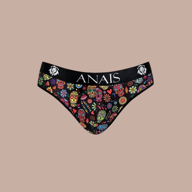 Pleasurements Anais Men Mexico slip met kleurrijke schedelprint en zwarte tailleband met logo