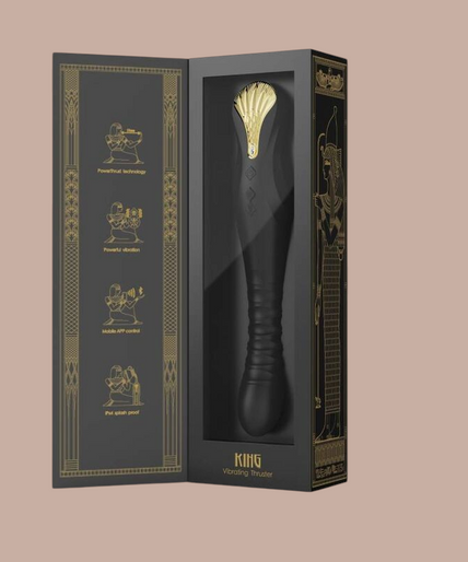 ZALO - KING THRUSTER ZWART Pleasurements Zalo King Thruster in zwart siliconen met een elegant goudkleurig detail aan de bovenkant.