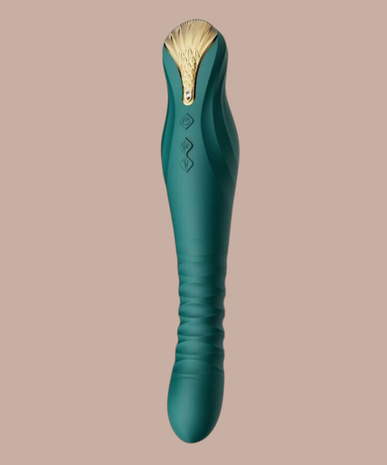Zalo – King Thruster Groen Pleasurements Zalo King Thruster in groen siliconen met gouden accenten en PowerThrust technologie